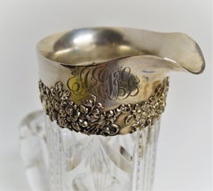 Antique American Cut Crystal Silver Mounted Pitcher
