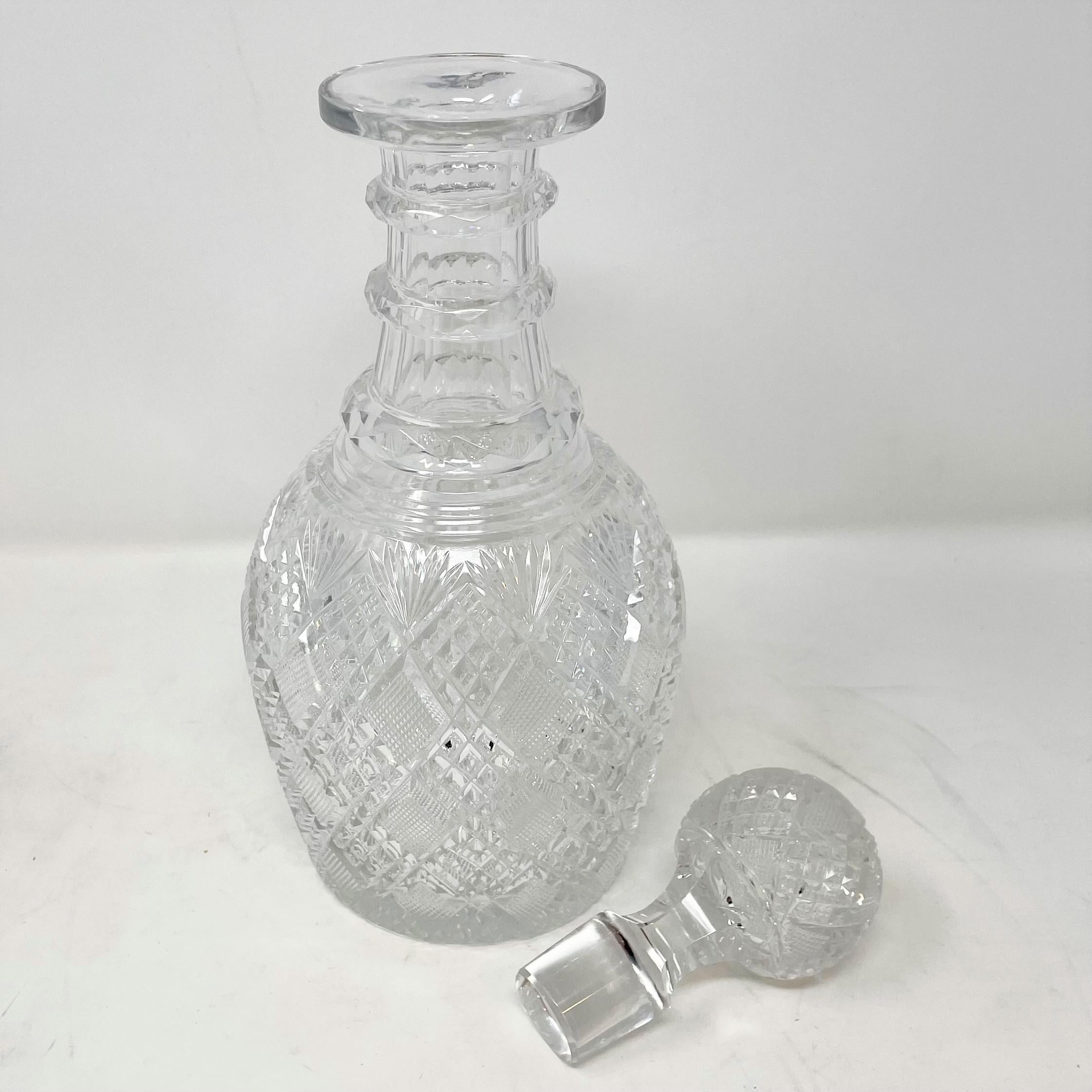 20th Century Antique American Cut Crystal Wine Decanter Service with 6 Cordials, C. 1900-1910