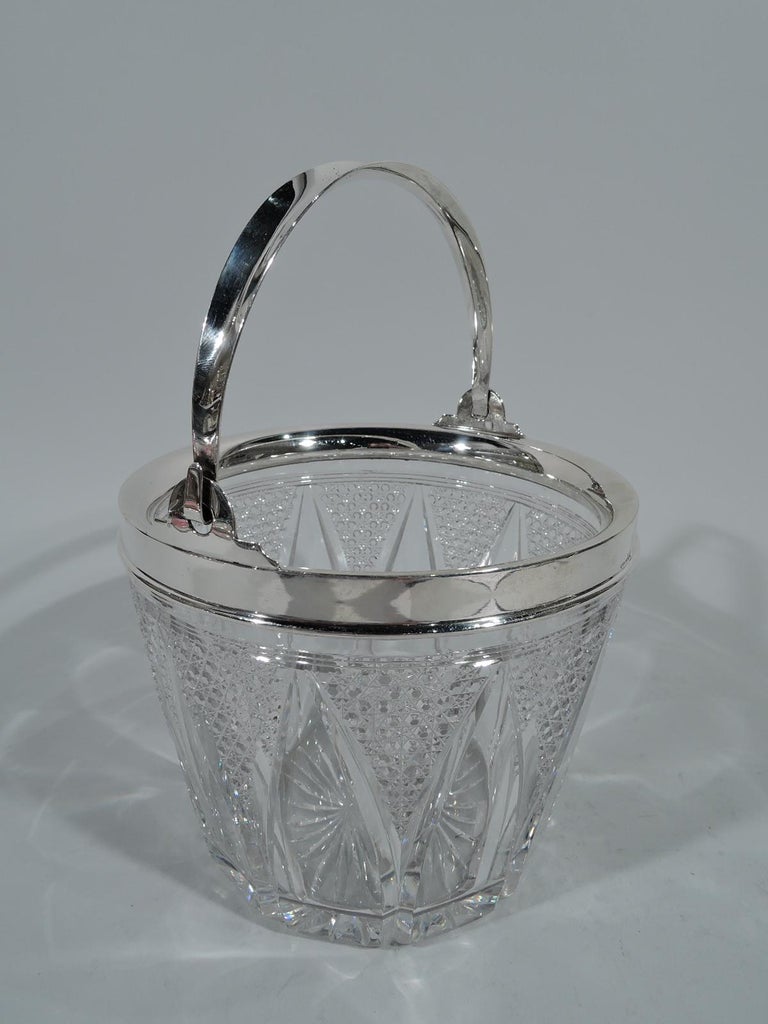 Antique American Cut Glass and Sterling Silver Ice Bucket For Sale at 1stDibs