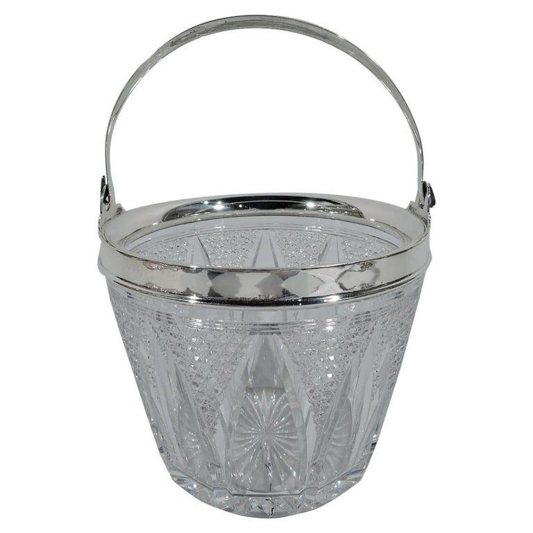 Antique American Cut Glass and Sterling Silver Ice Bucket For Sale at 1stDibs
