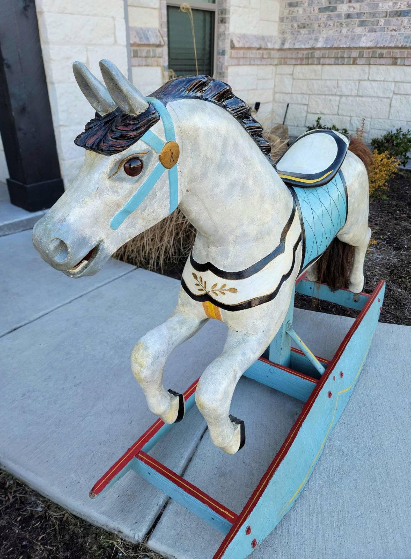 Antique American Dapple Jumper Track Carousel Horse, Charles W Dare Attributed For Sale 2