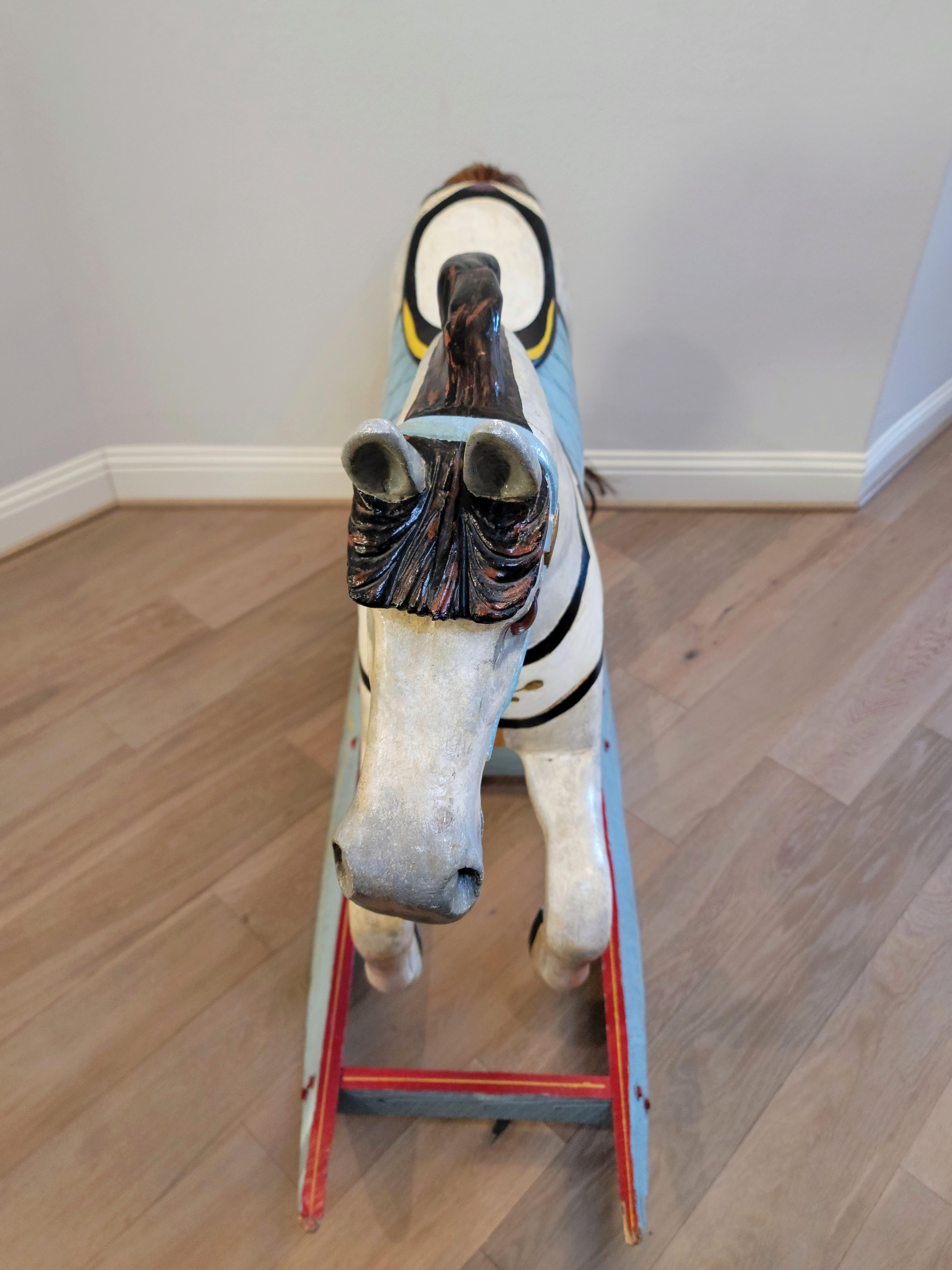 Antique American Dapple Jumper Track Carousel Horse, Charles W Dare Attributed For Sale 12