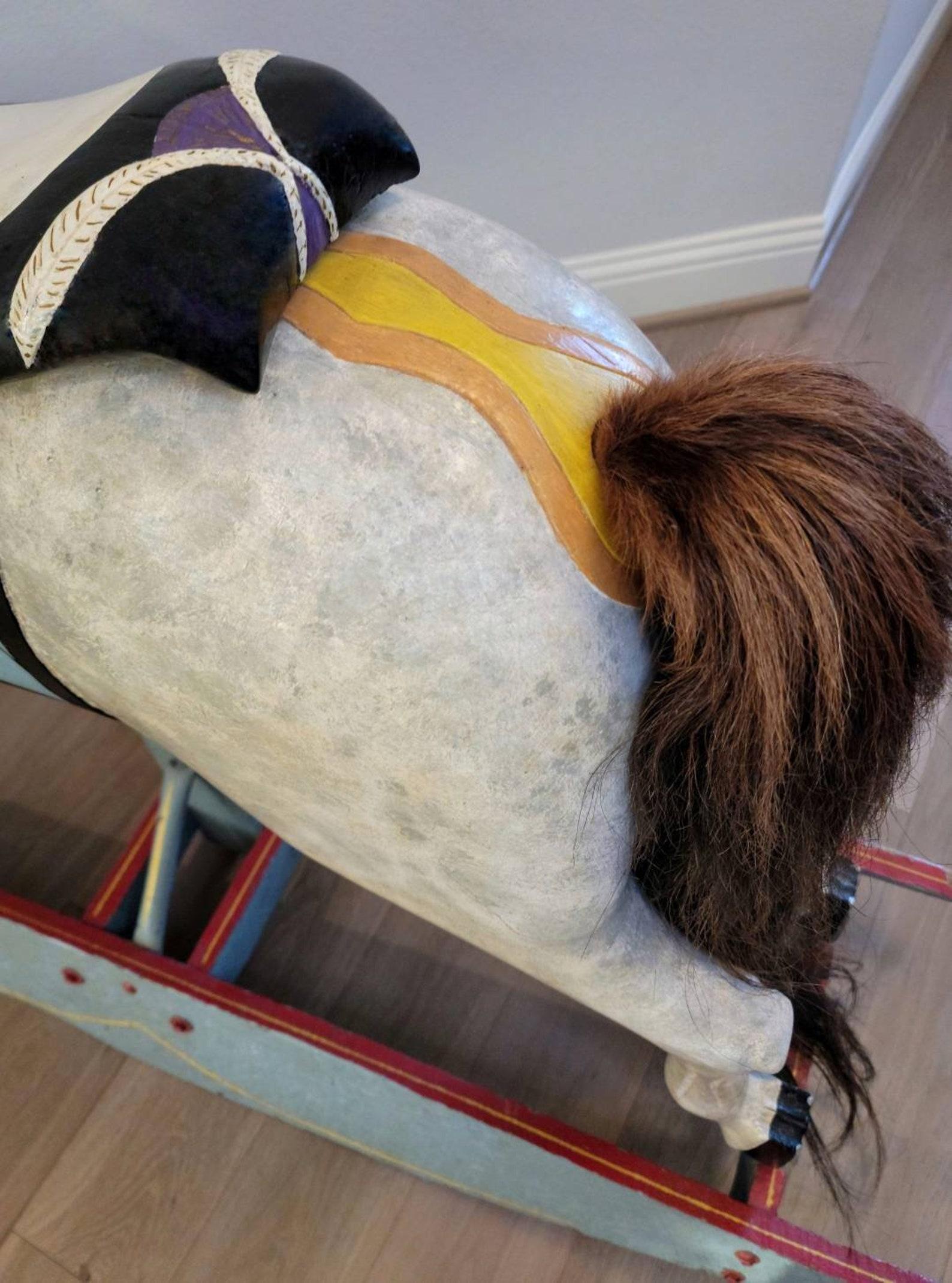 Antique American Dapple Jumper Track Carousel Horse, Charles W Dare Attributed In Good Condition In Forney, TX