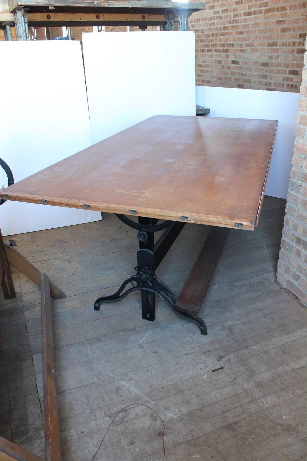 Antique American drafting table with original top. Height 32.5