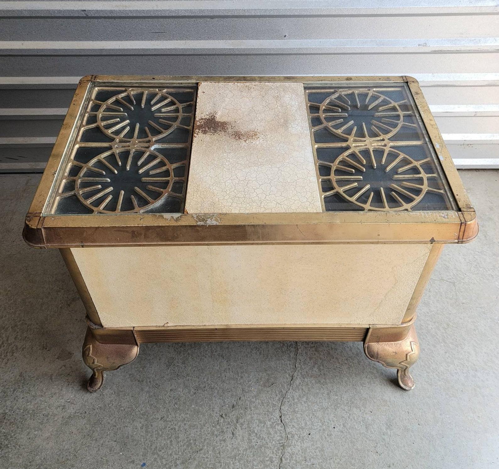 Metal Antique American Early Kitchen Stove Now Console Table For Sale