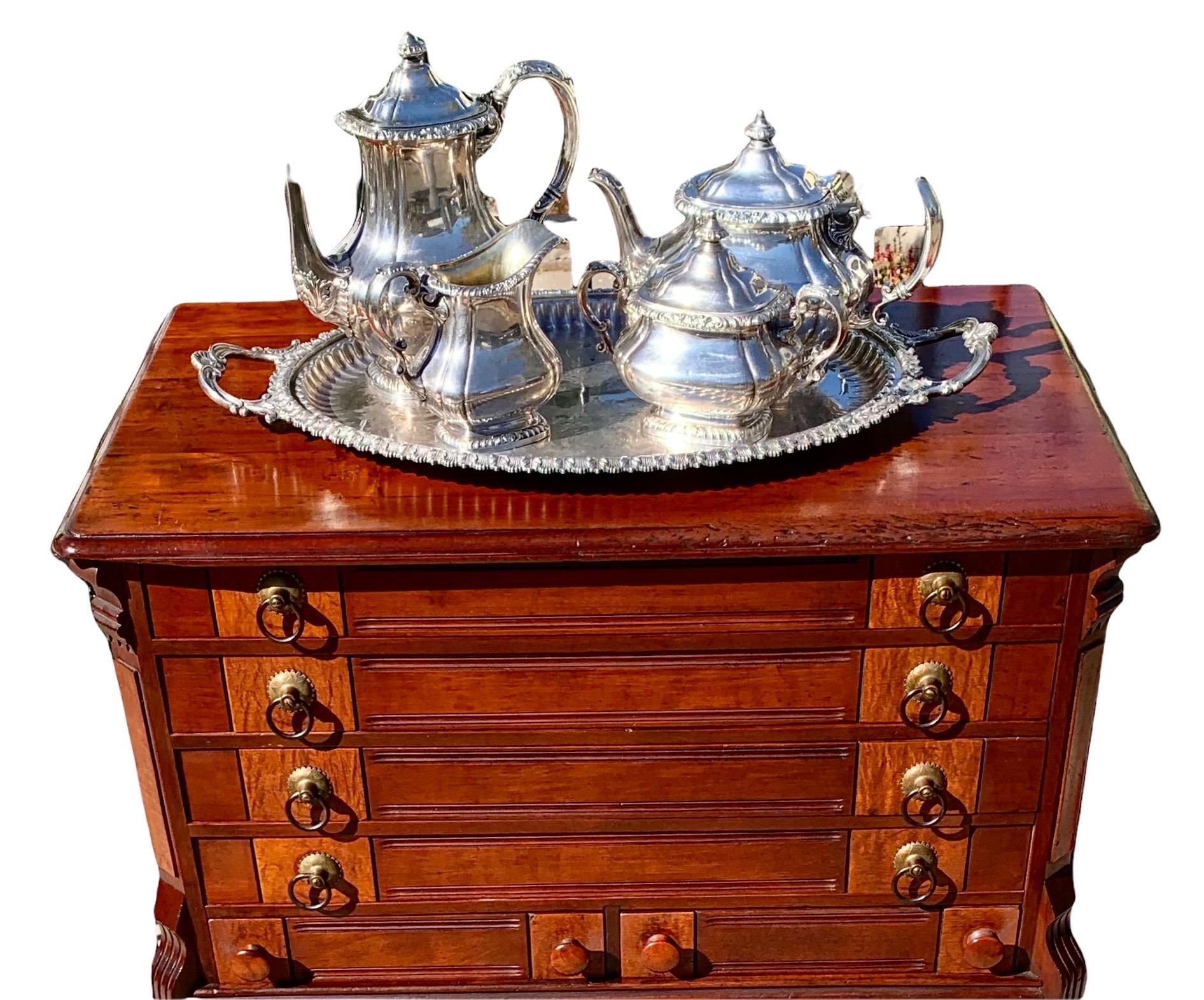 Antique American Eastlake Carved Walnut Silverware or Jewelry Chest at