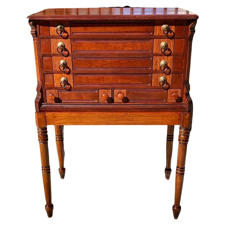 Antique American Eastlake Carved Walnut Silverware or Jewelry Chest For