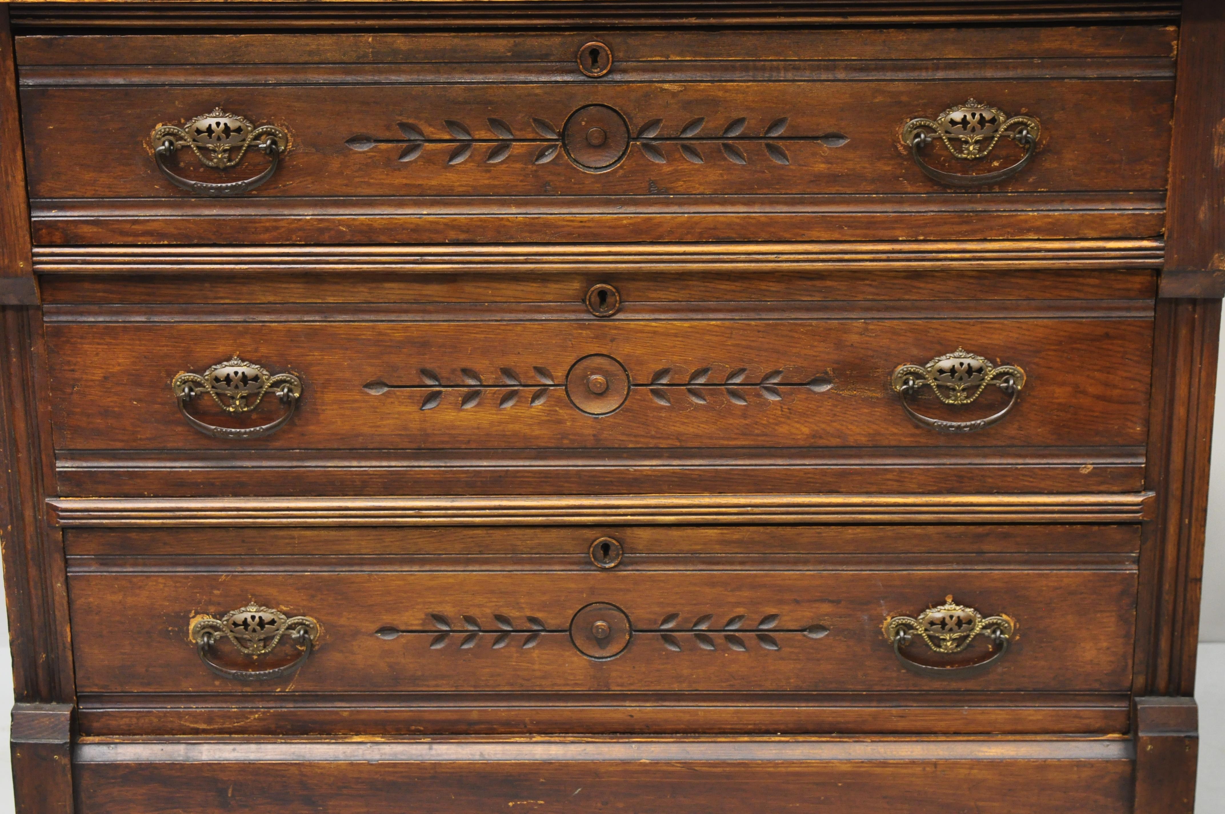 Antique American Eastlake Victorian Walnut 3 Drawer Dresser Chest with Mirror 3