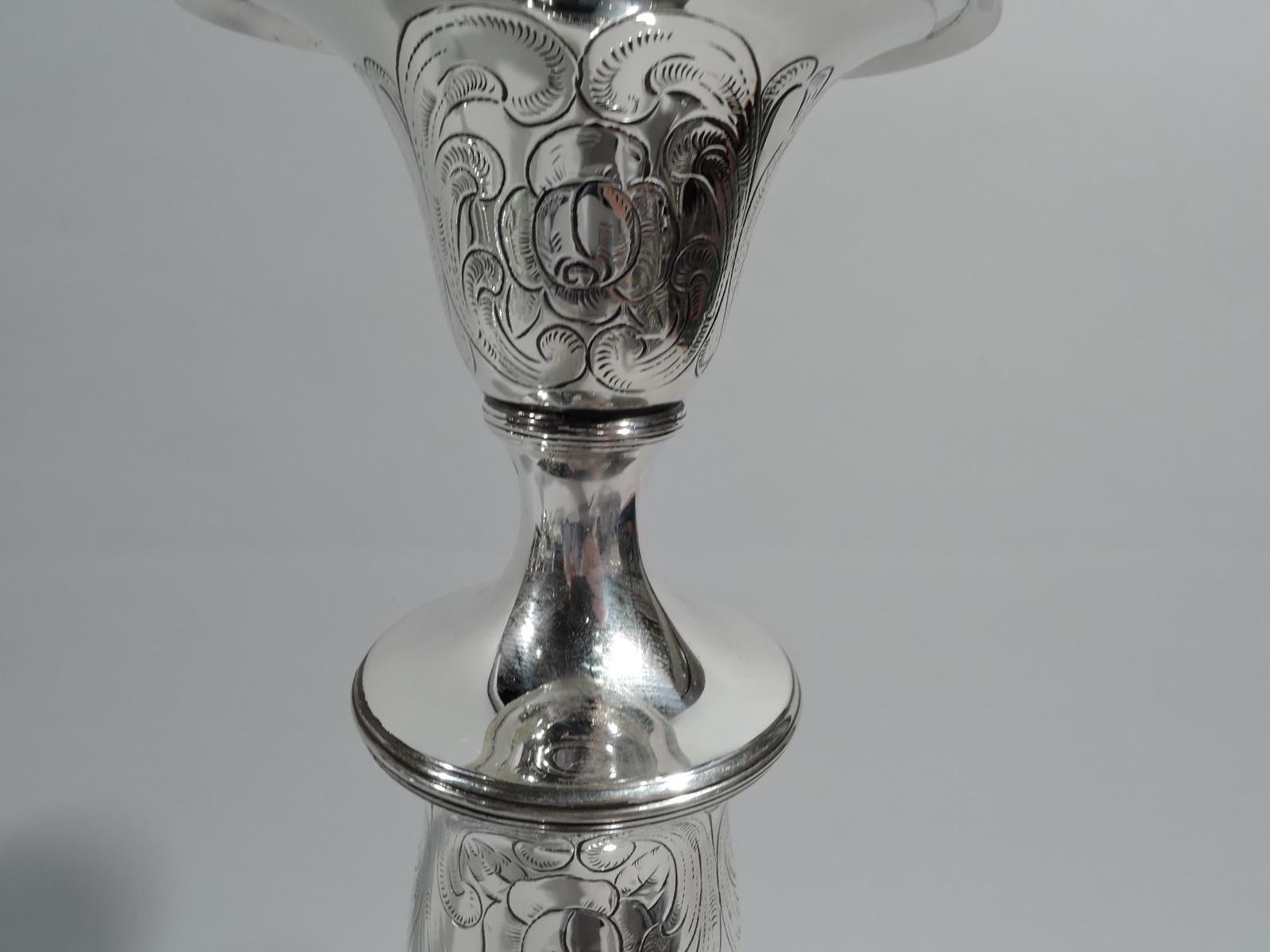 20th Century Antique American Edwardian Art Nouveau Sterling Silver Candlesticks