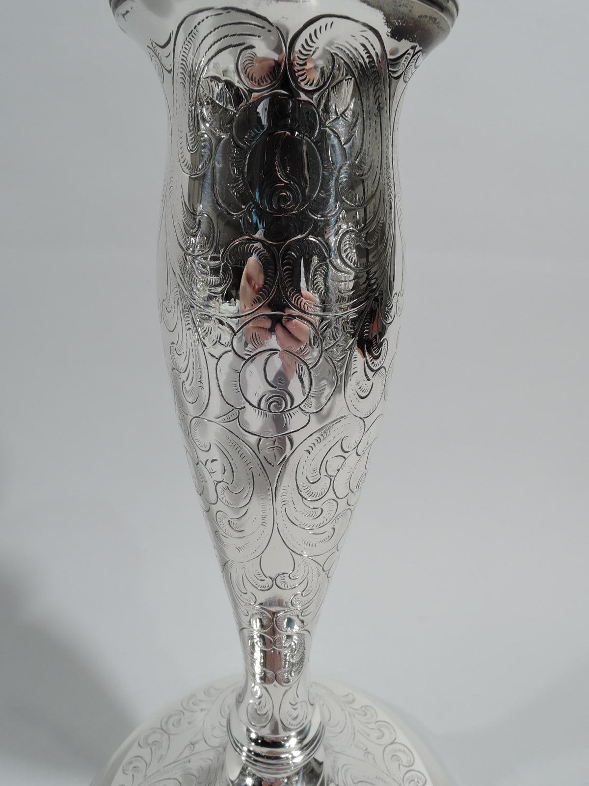 Antique American Edwardian Art Nouveau Sterling Silver Candlesticks 1