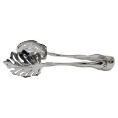 Antique American Edwardian Art Nouveau Sterling Silver Ice Tongs