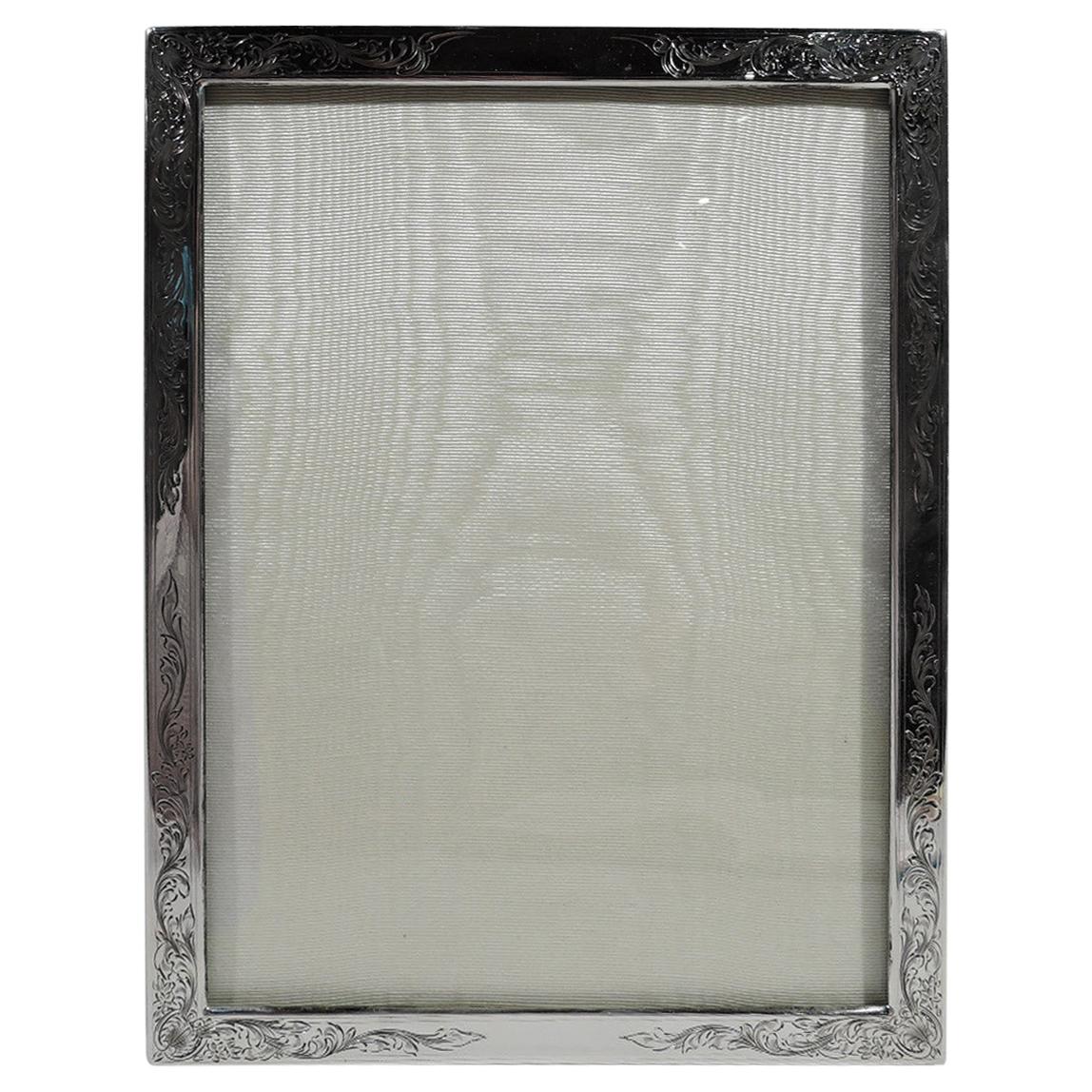 Antique American Edwardian Sterling Silver Picture Frame For Sale at