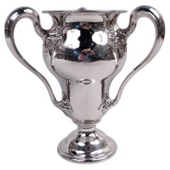 Antique American Edwardian Art Nouveau Sterling Silver Trophy Cup