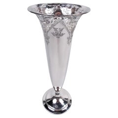 Antique American Edwardian Art Nouveau Sterling Silver Vase