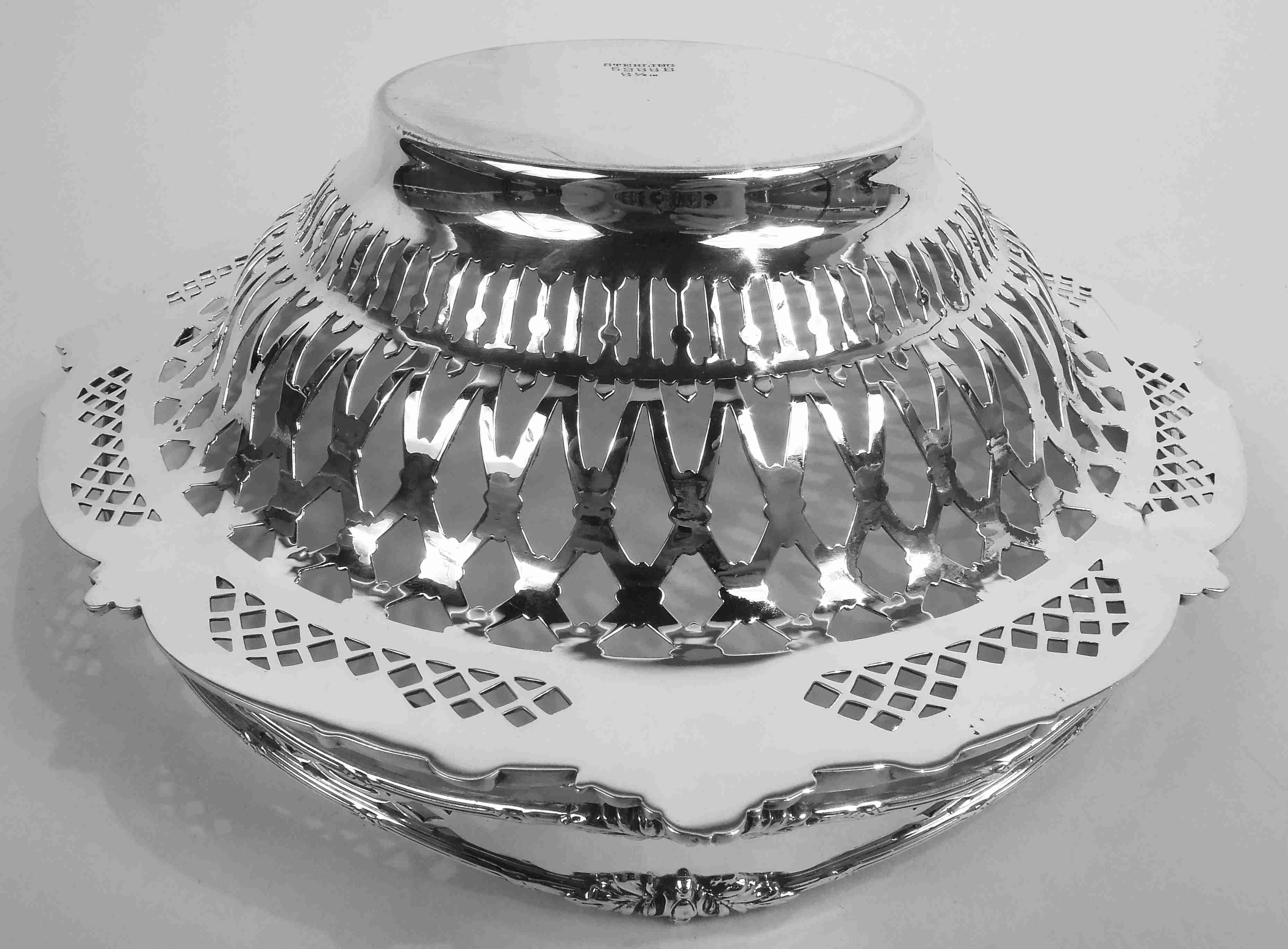 Antique American Edwardian Classical Pierced Sterling Silver Basket 6