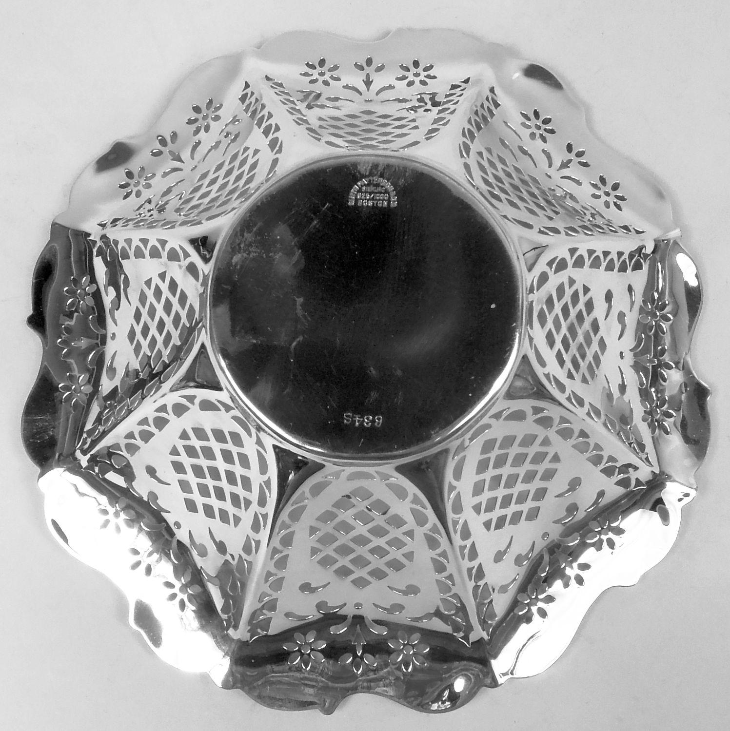 Argento 925 Antica ciotola americana edoardiana classica forata in argento sterling in vendita