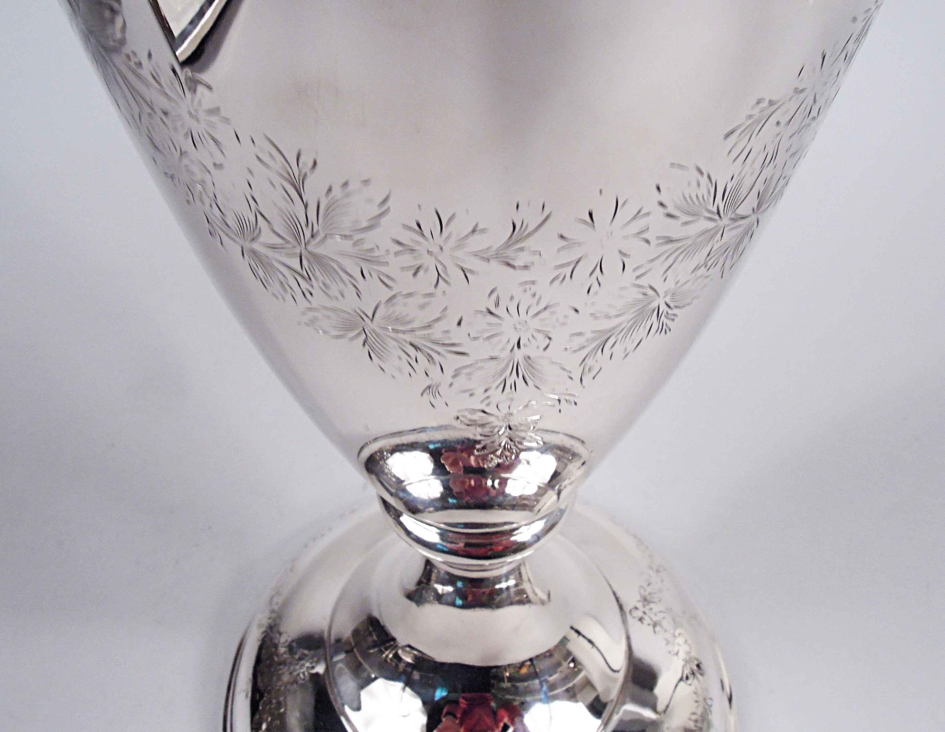 Antique American Edwardian Classical Sterling Silver 18-Inch Vase For Sale 1