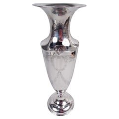 Antike amerikanische edwardianische klassische 18-Zoll-Vase aus Sterlingsilber