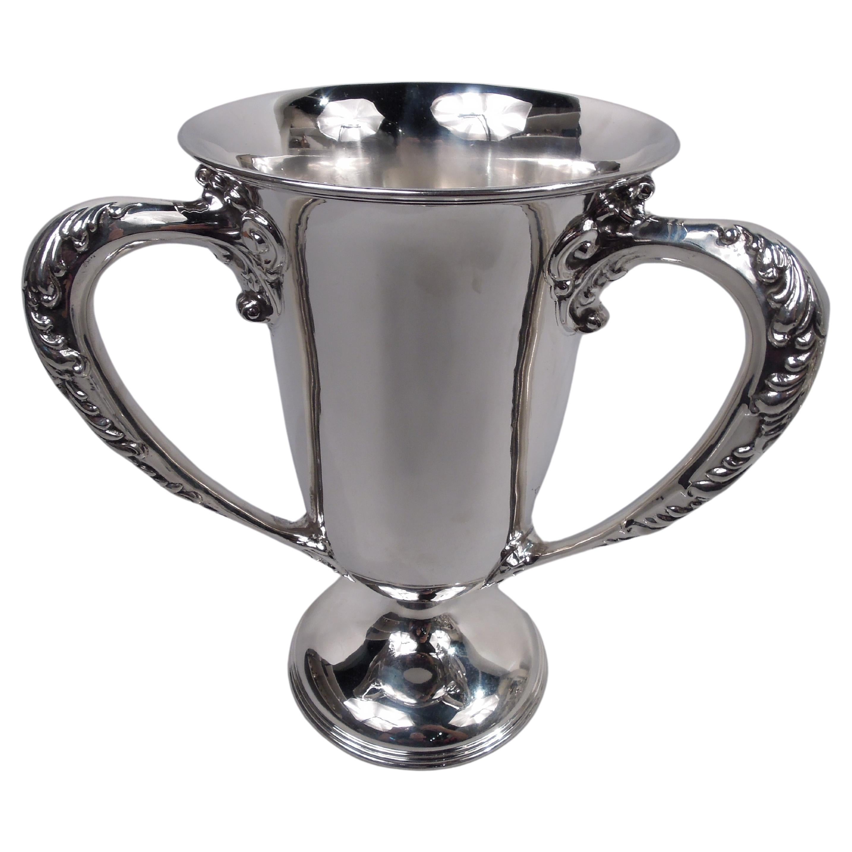 Antique American Edwardian Classical Sterling Silver Loving Cup Trophy For Sale