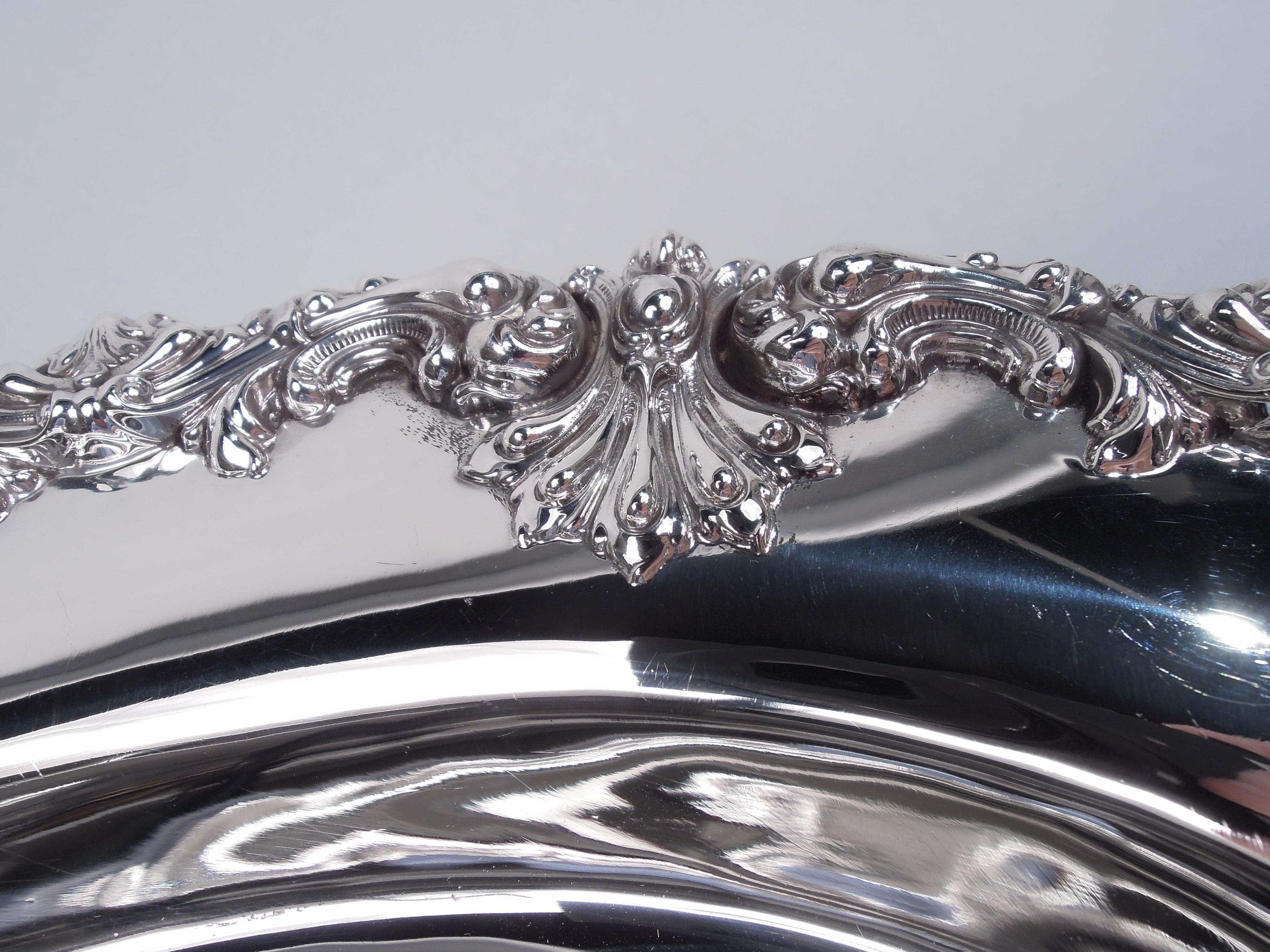 Antique American Edwardian Classical Sterling Silver Oval Platter Tray In Good Condition In New York, NY