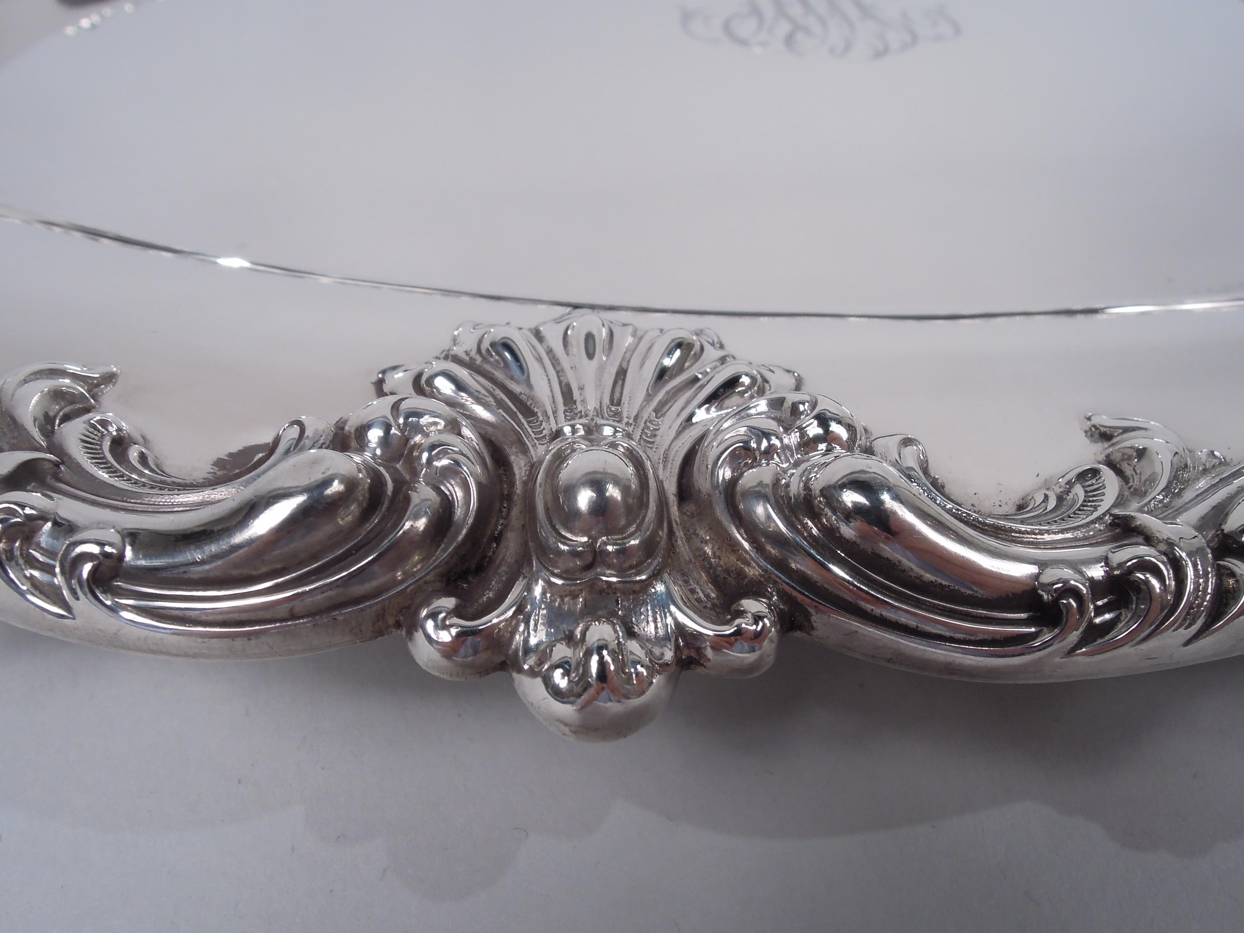 20th Century Antique American Edwardian Classical Sterling Silver Oval Platter Tray