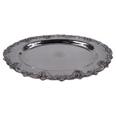 Antique American Edwardian Classical Sterling Silver Oval Platter Tray