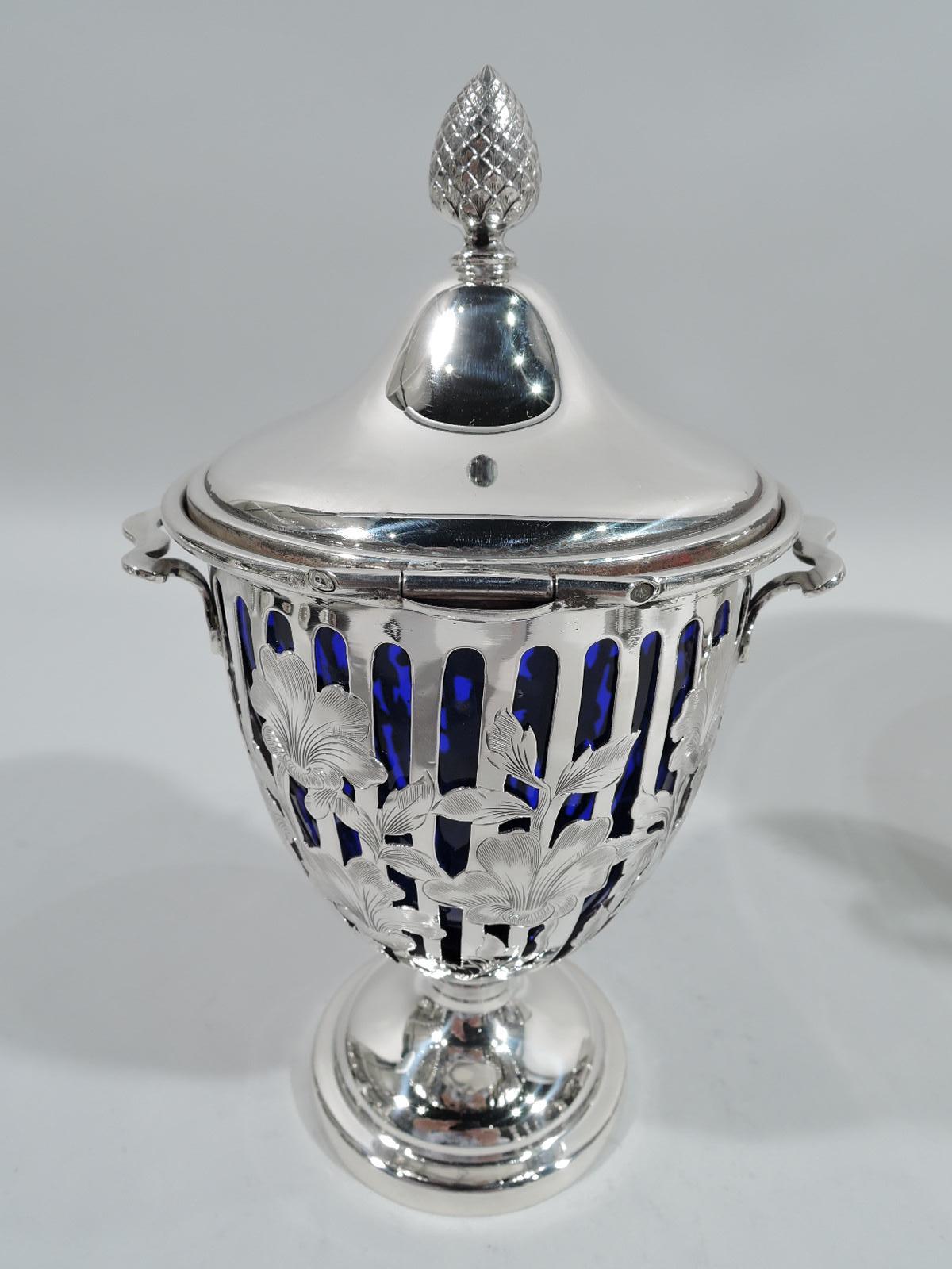 Antique American Edwardian Georgian Sterling Silver Jam Jar In Excellent Condition In New York, NY