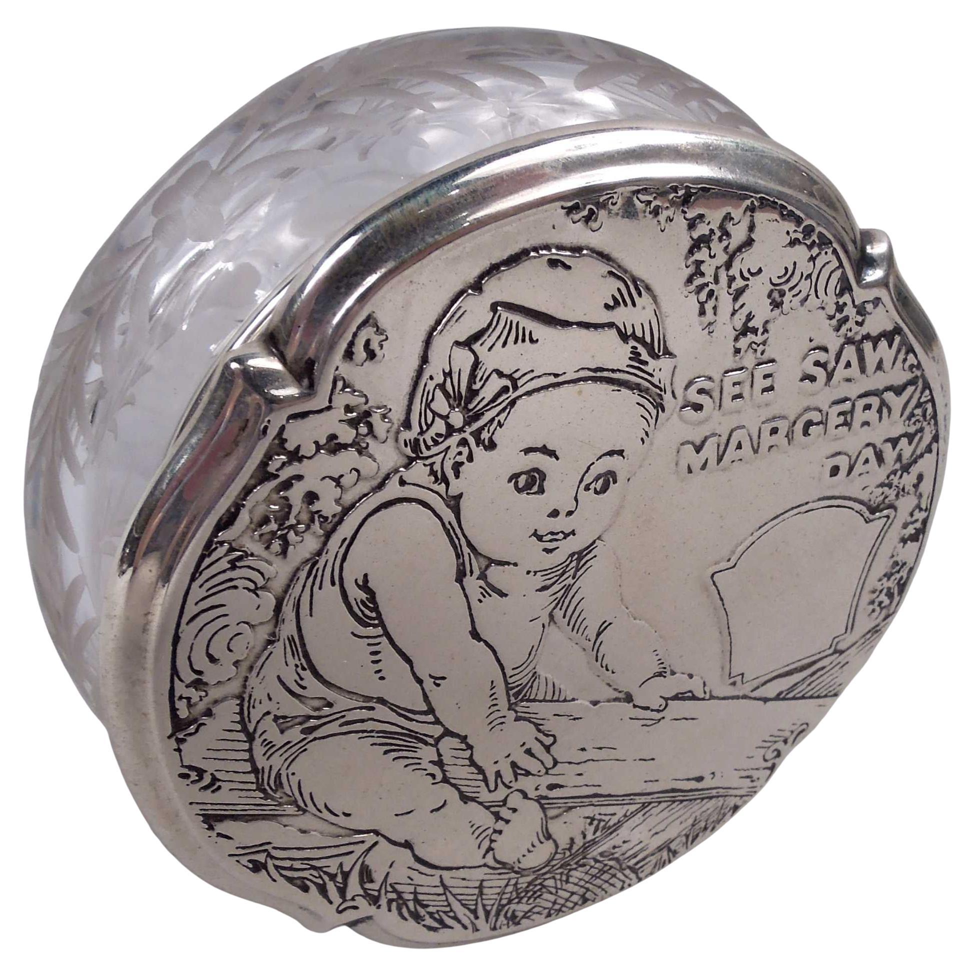 Antique American Edwardian Nursery Rhyme Vanity Jar in vendita