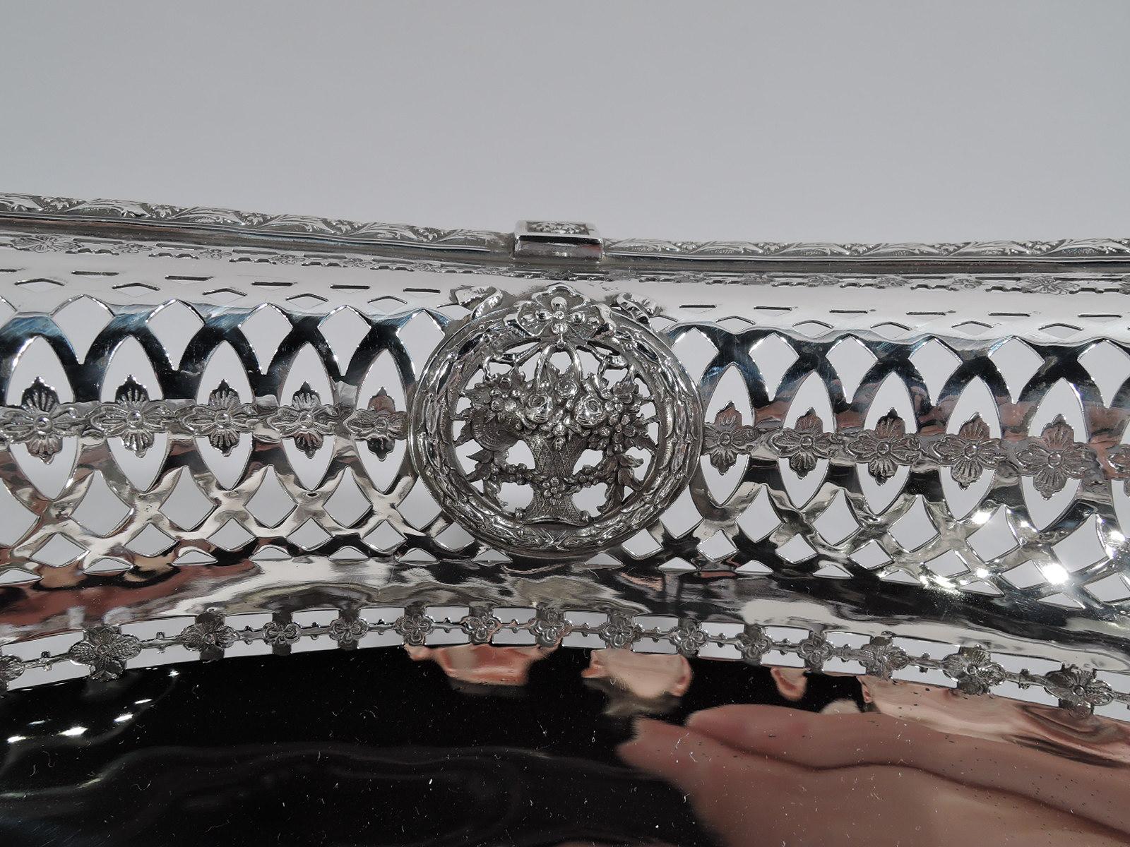 20th Century Antique American Edwardian Pierced Sterling Silver Footed Bowl