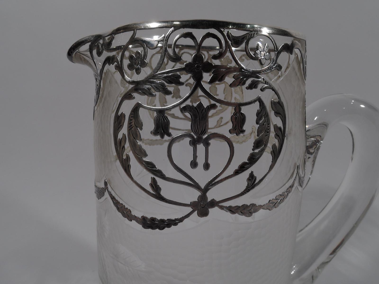 Antique American Edwardian Regency Silver Overlay Claret Jug In Excellent Condition In New York, NY