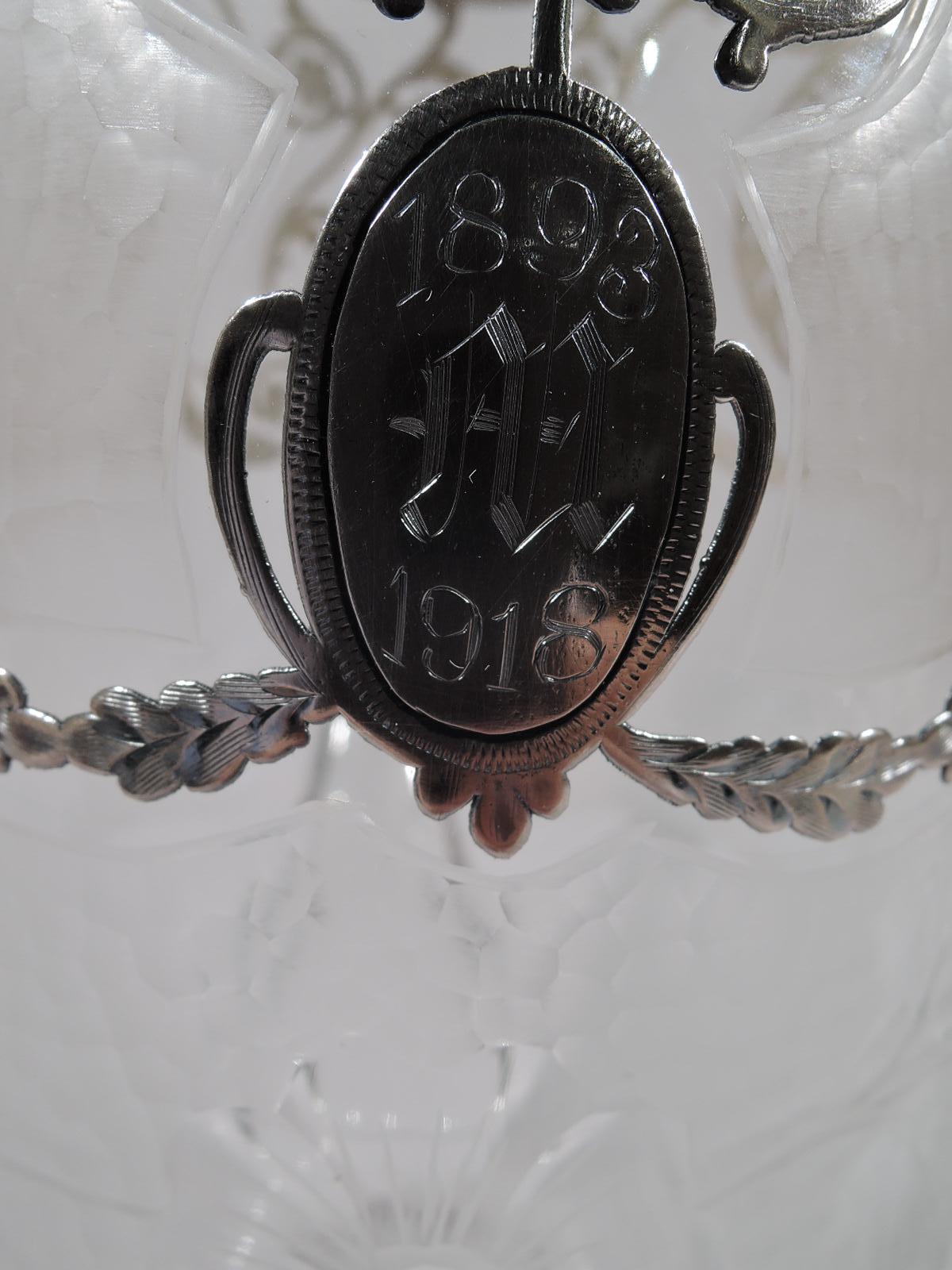 20th Century Antique American Edwardian Regency Silver Overlay Claret Jug