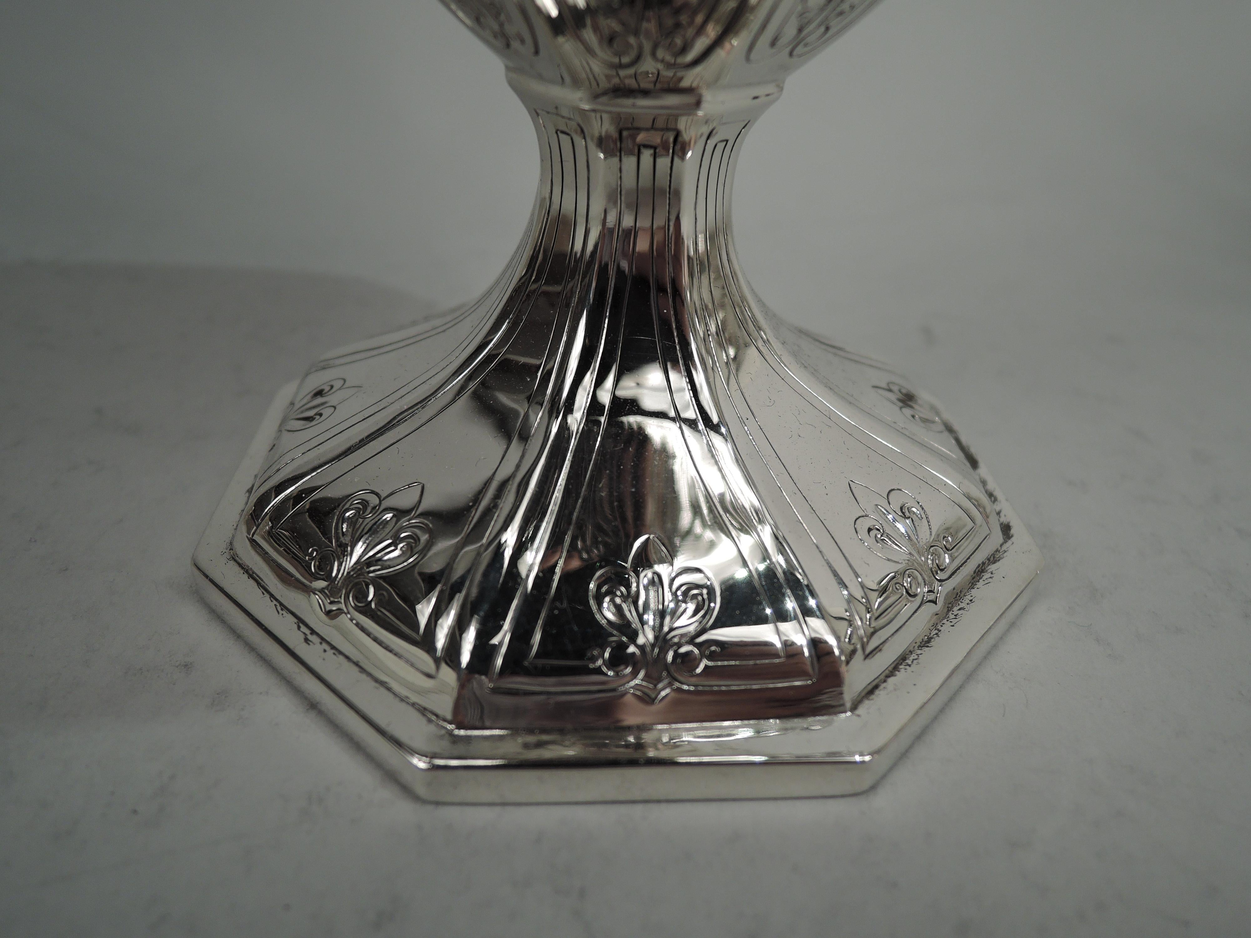 Antique American Edwardian Regency Sterling Silver 3-Piece Coffee Set For Sale 1