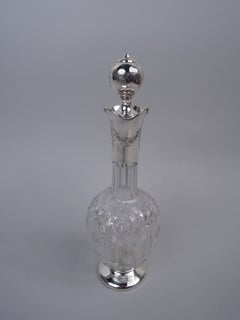 Antike amerikanische Karaffe aus Sterlingsilber und Glas aus der Edwardianischen und Regency-Zeit