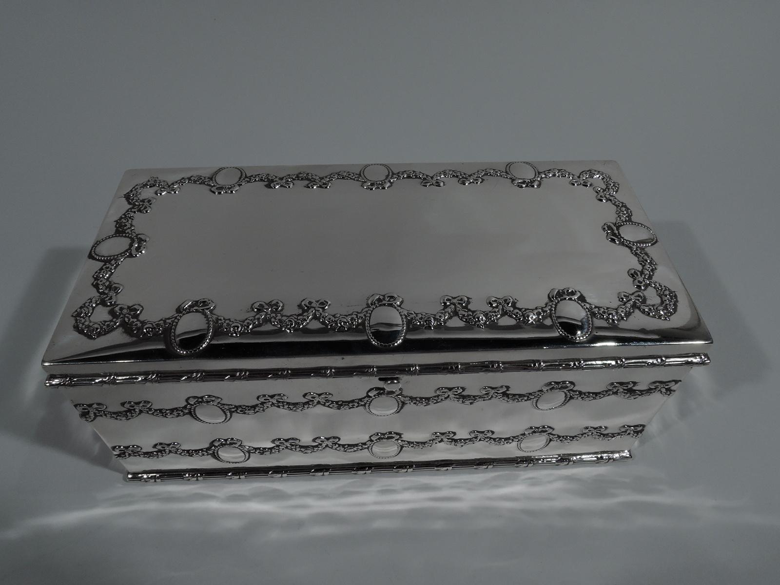 Regency Revival Antique American Edwardian Regency Sterling Silver Jewelry Box