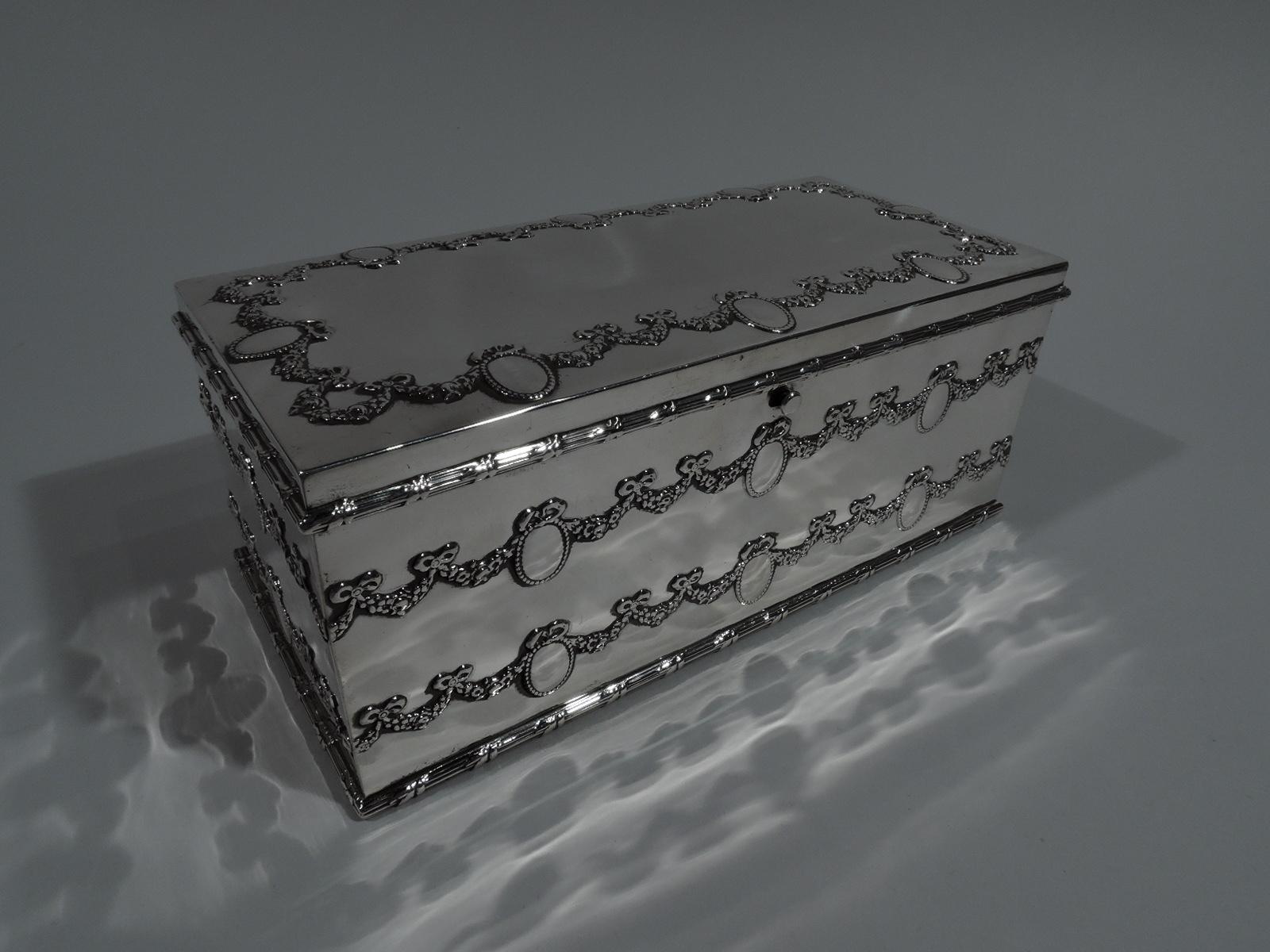 Antique American Edwardian Regency Sterling Silver Jewelry Box In Excellent Condition In New York, NY