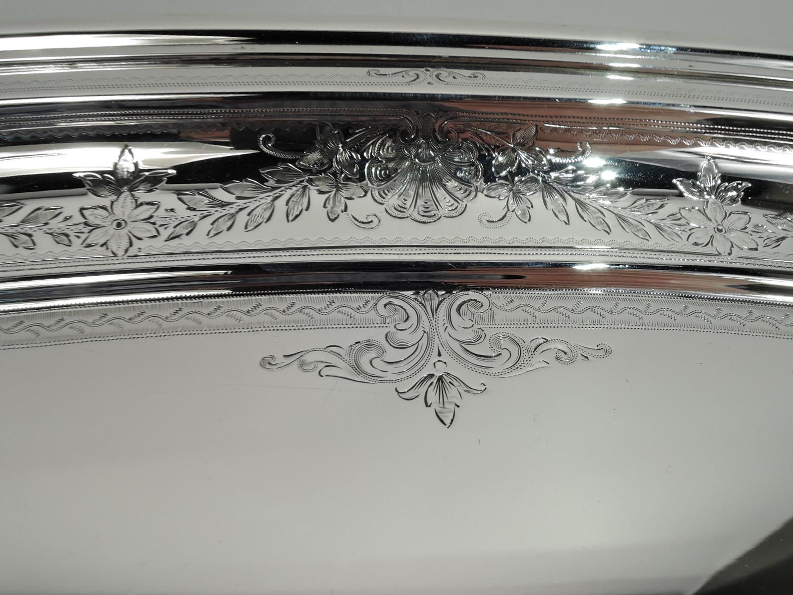 20th Century Antique American Edwardian Regency Sterling Silver Tea Tray