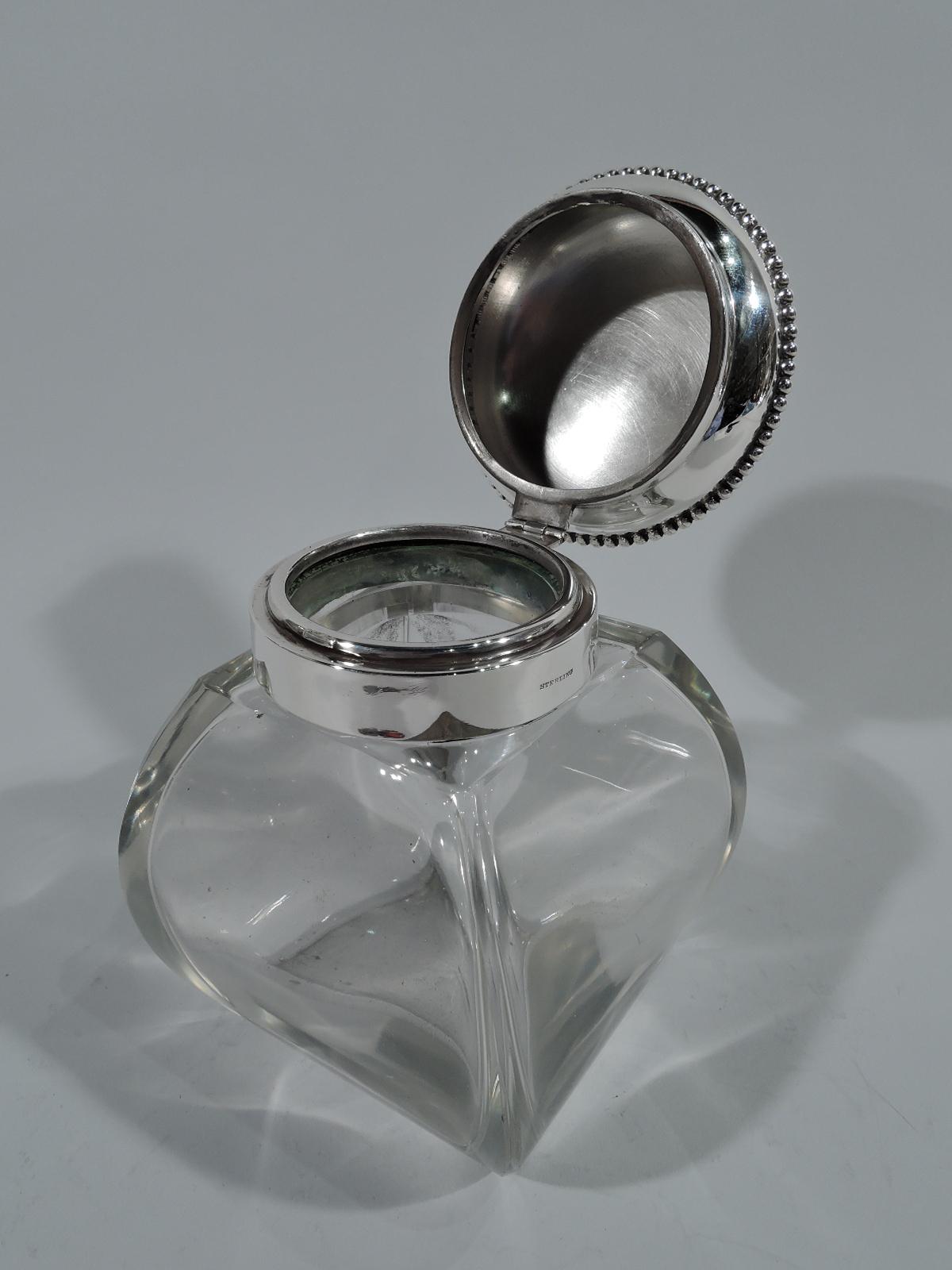 Antique American Edwardian Sterling Silver and Glass Candy Jar In Excellent Condition In New York, NY