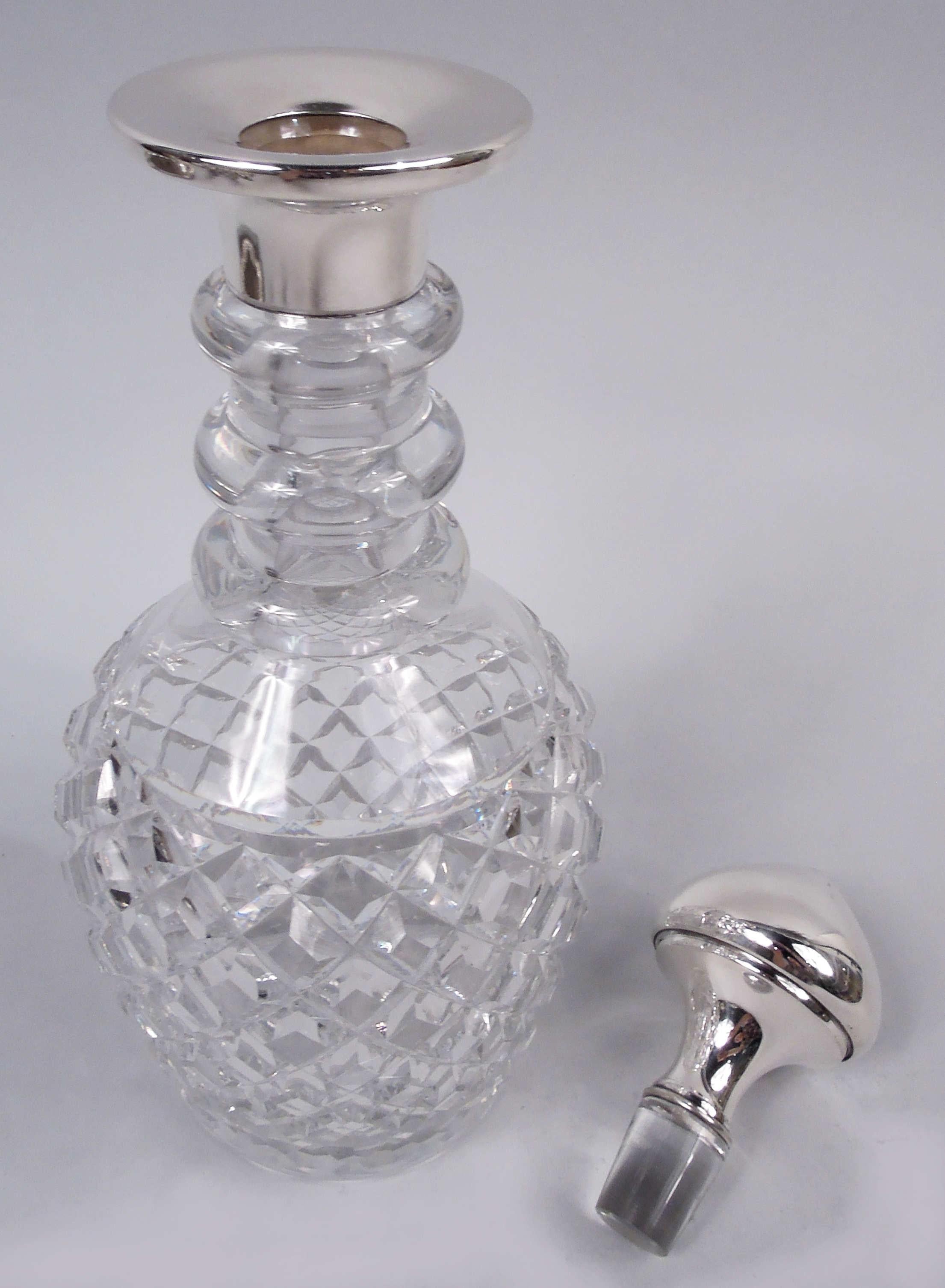 Antique American Edwardian Sterling Silver and Glass Decanter In Good Condition For Sale In New York, NY