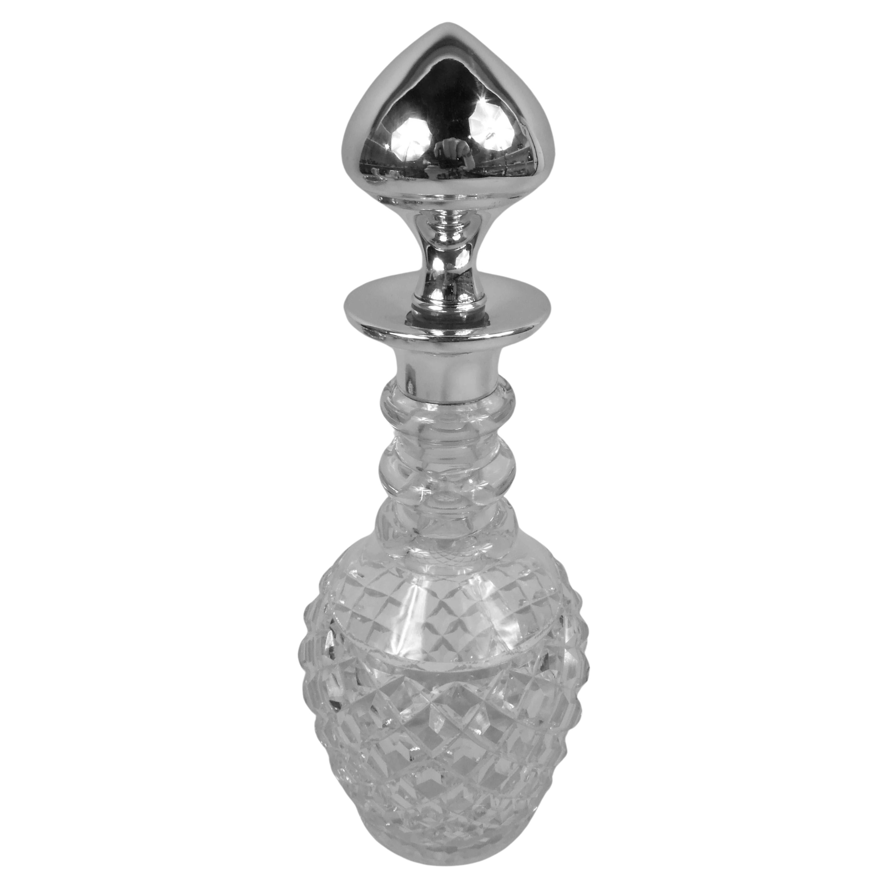 Antique American Edwardian Sterling Silver and Glass Decanter For Sale