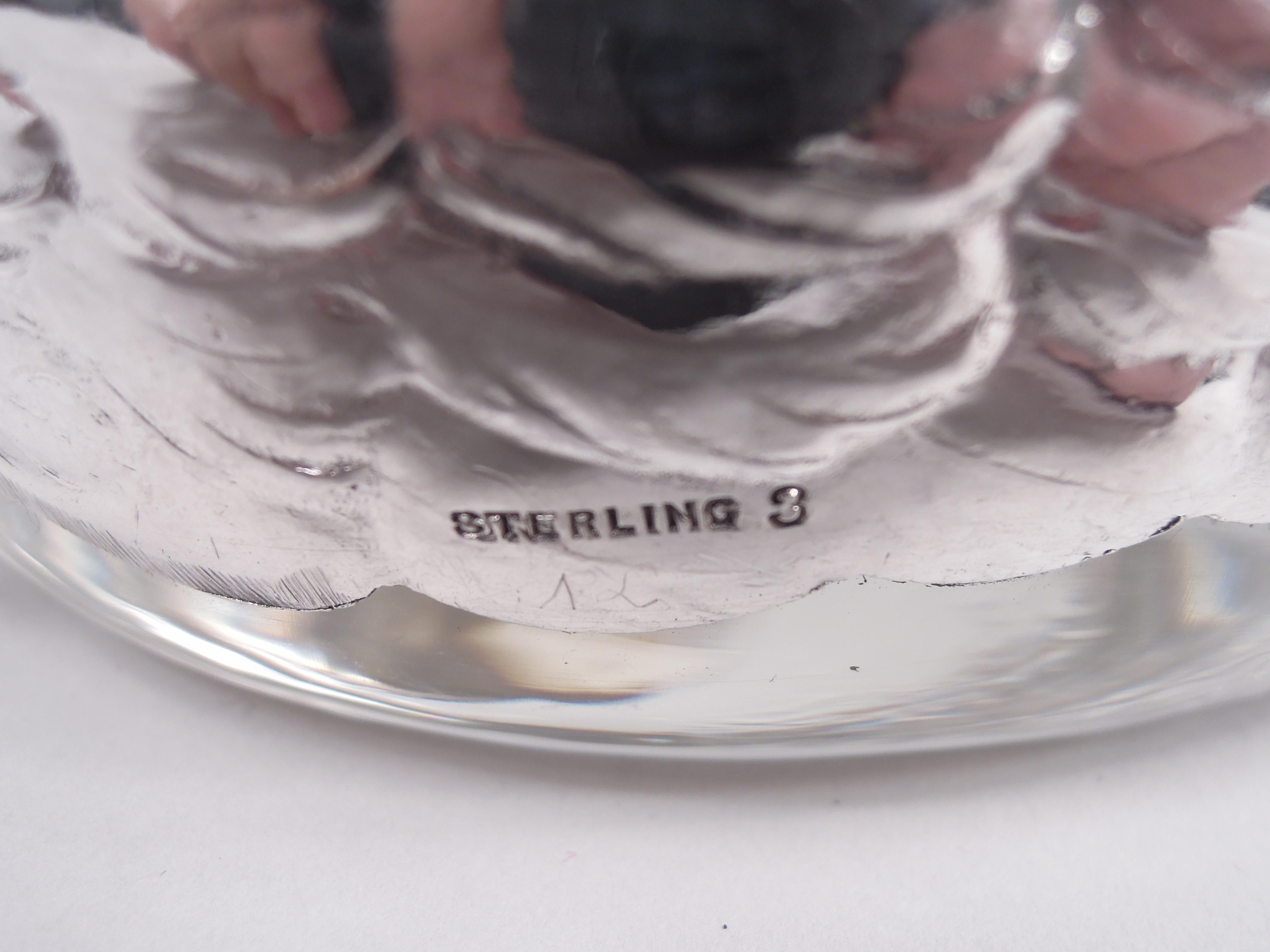 Antica ciotola americana edoardiana in argento sterling e vetro a forma di cigno in vendita 2