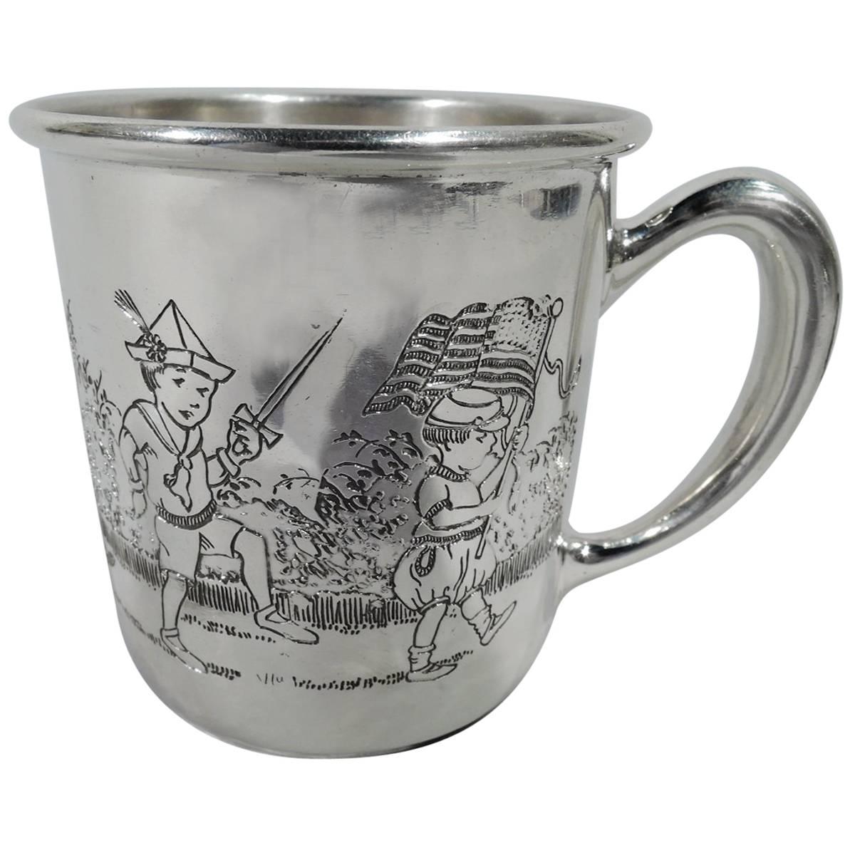 Antique American Edwardian Sterling Silver Children's Parade Baby Cup
