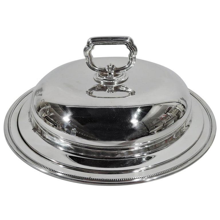 Antique American Edwardian Sterling Silver Covered Serving Dish For