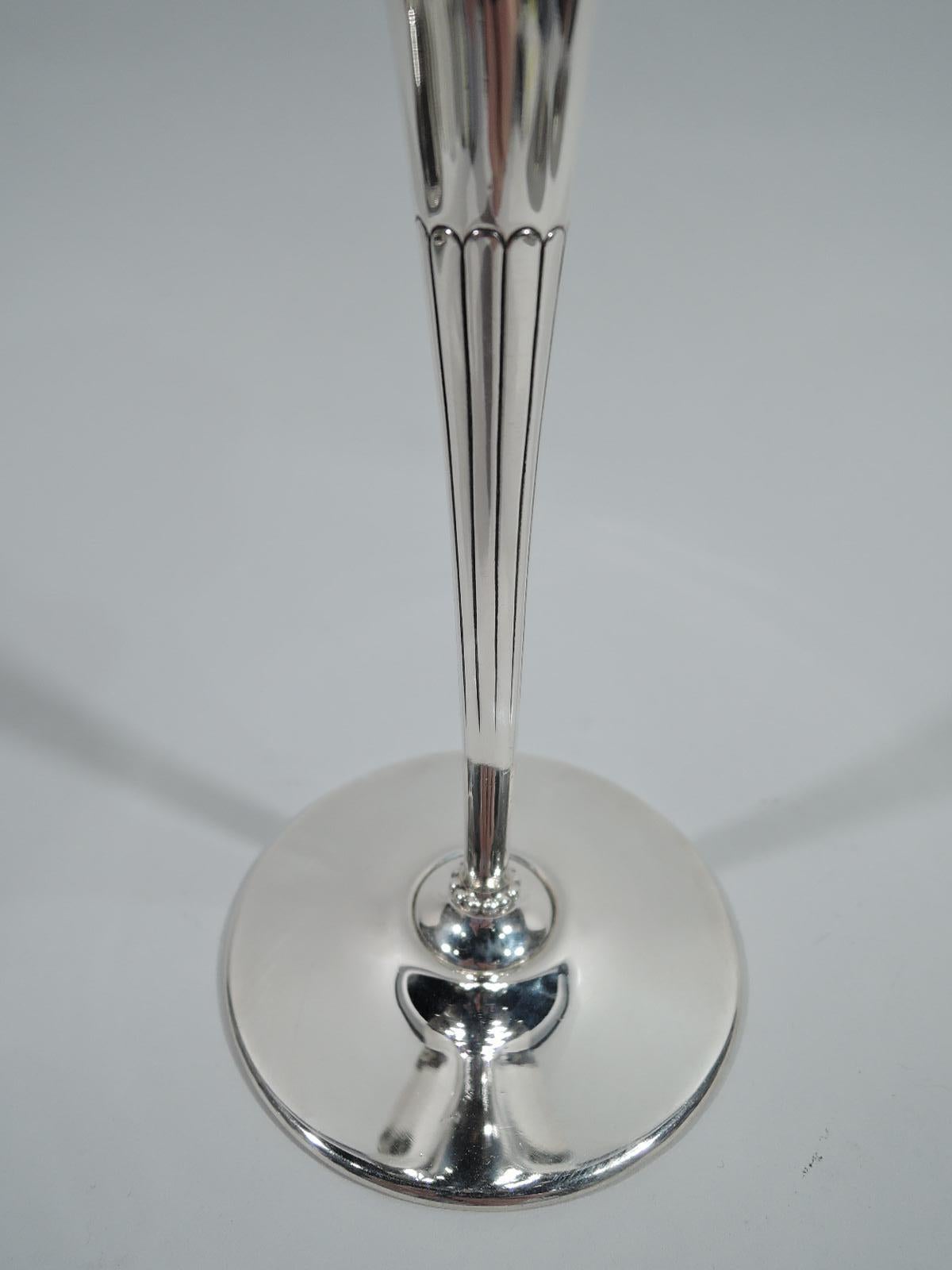 North American Antique American Edwardian Sterling Silver Fluted Cone Vase by Tiffany