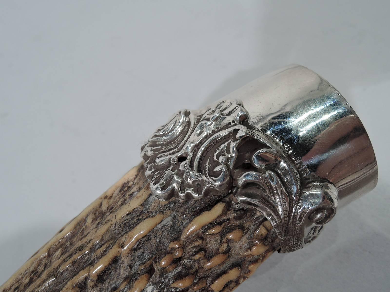 20th Century Antique American Edwardian Sterling Silver Horn-Handled Corkscrew