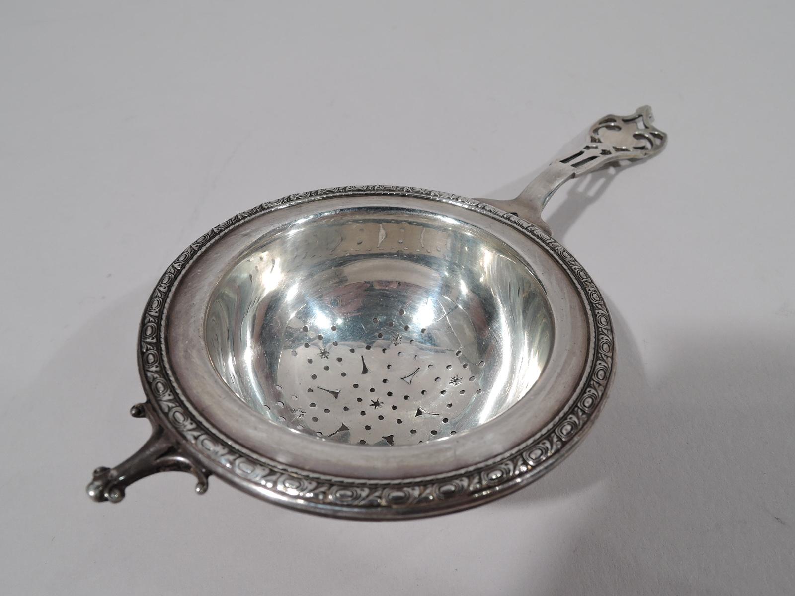 20th Century Antique American Edwardian Sterling Silver Tea Strainer