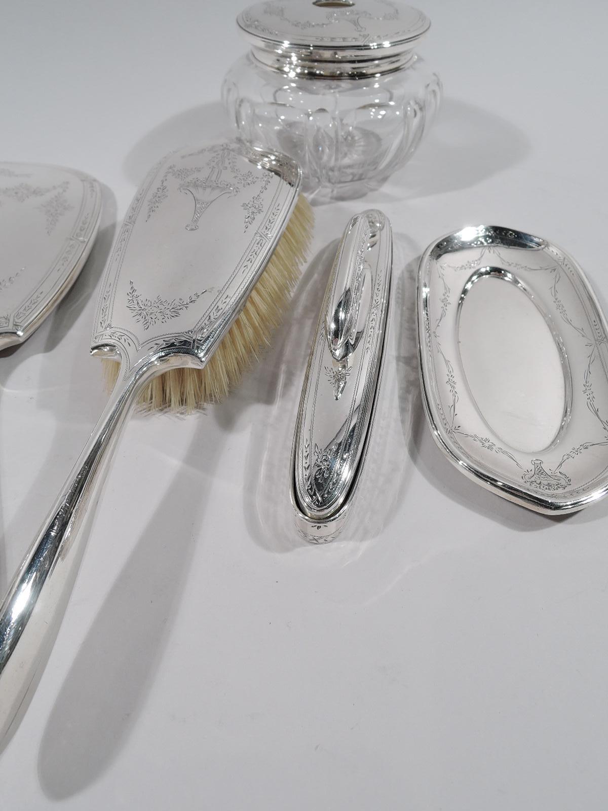 vintage silver vanity set