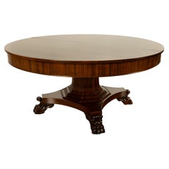 Antique American Empire 60" Extending to 10' Mahogany Pedestal Dining Table 1830