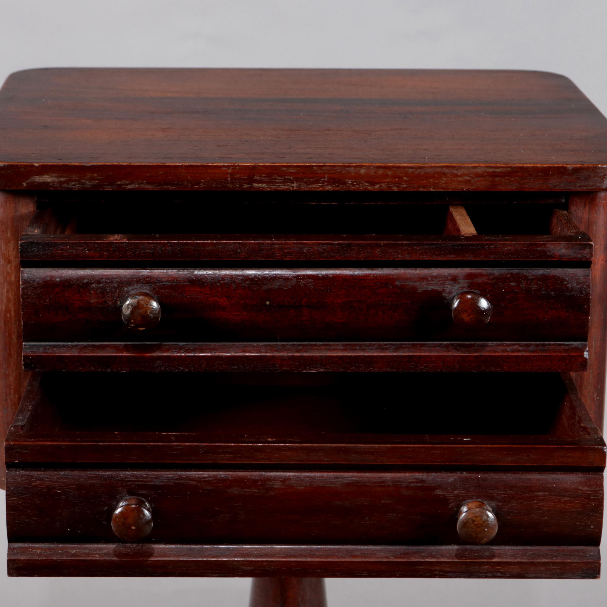 19th Century Antique American Empire Acanthus Carved Mahogany 2-Drawer Side Stand, circa 1870
