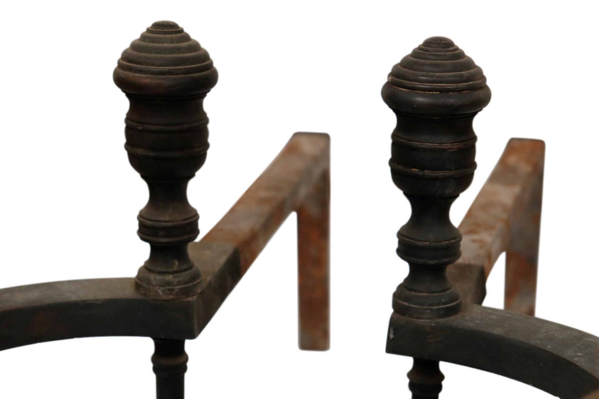 Antique American Empire Andirons, a Pair For Sale 5