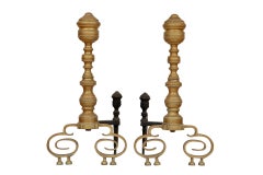 Antique American Empire Andirons, a Pair